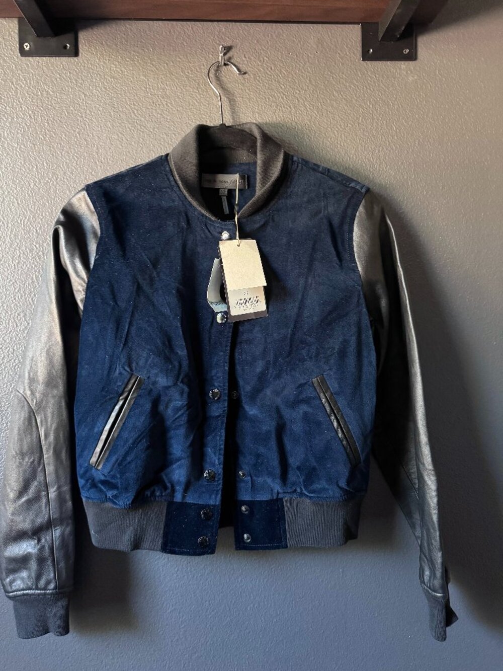 Rag & Bone Camden Leather Jacket — Rare Navy Velvety Finish — NWT